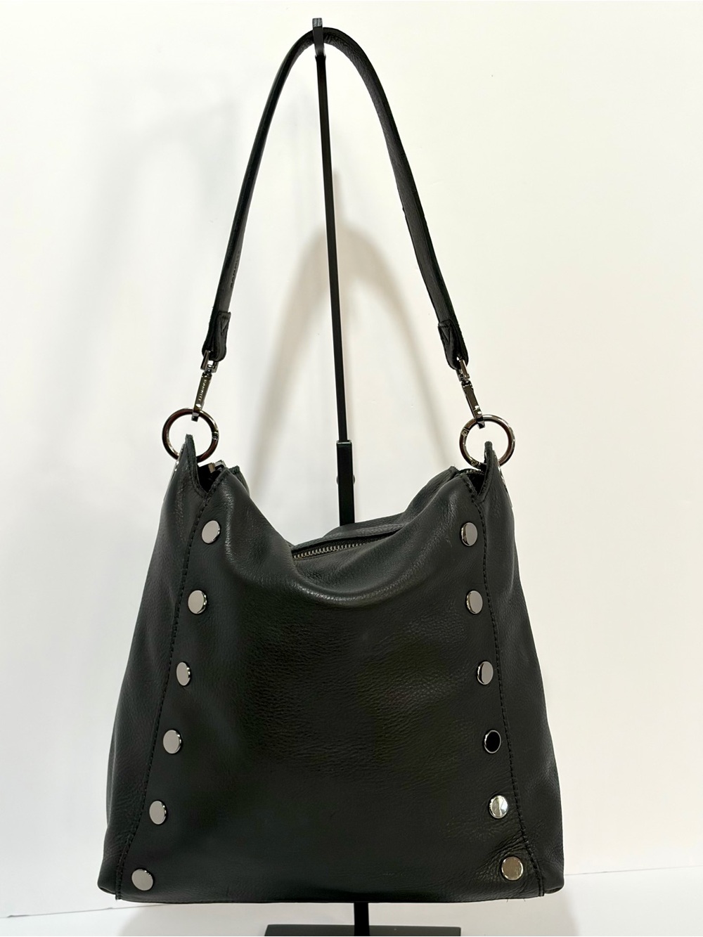 Hammitt Bryant Large Shoulder Bag In Black Leather/Gunmetal Hardware